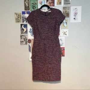 Boden Smart Day Tweed Round Neck Fitted Sheath Knee Length Dress (with pockets!)